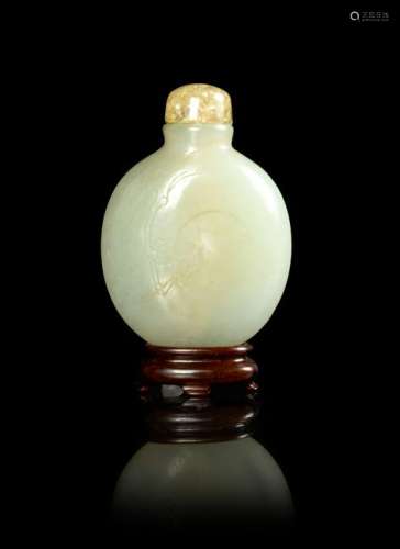 A Pale Celadon Jade Snuff Bottle Height 2 1/2 in., 6