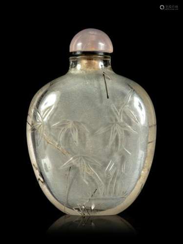 A Hair Crystal Snuff Bottle Height 2 5/8 in., 7 cm.