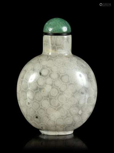 A Fossilized Coral Snuff Bottle Height 2 3/4 in., 7 cm.