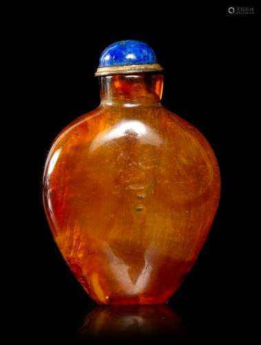 An Amber Snuff Bottle Height 2 in., 5 cm.