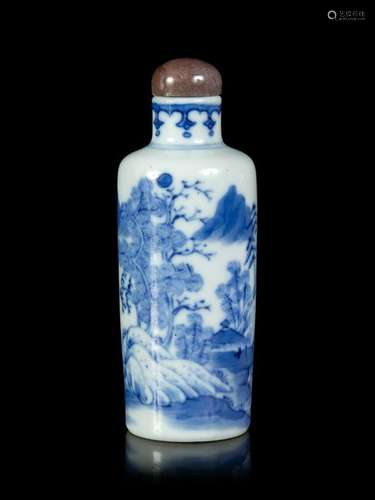 A Blue and White Porcelain Snuff Bottle Height 2 3/4