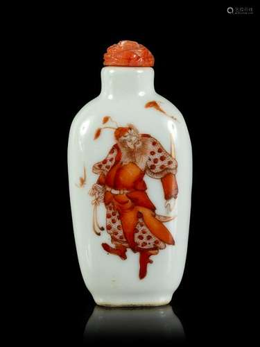 An Iron Red Porcelain Snuff Bottle Height 2 1/2 in., 6