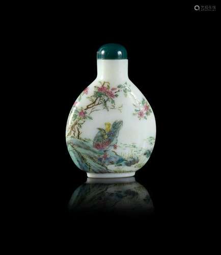 A Painted Enamel on White Glass Snuff Bottle Height 2