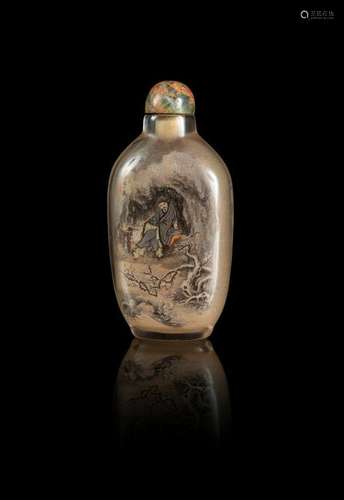 An Inside Painted Glass Snuff Bottle Height 2 5/8 in.,