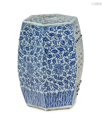 A Blue and White Porcelain Garden Stool Length 12 x