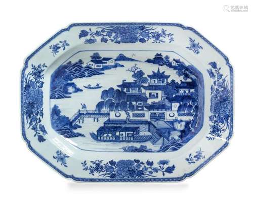 A Chinese Export Canton Blue and White Porcelain Soup