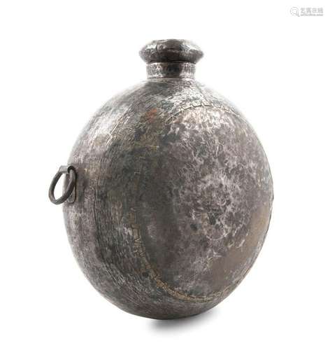 A Large Indonesian Hammered Metal Vessel 21 x 10 x 19