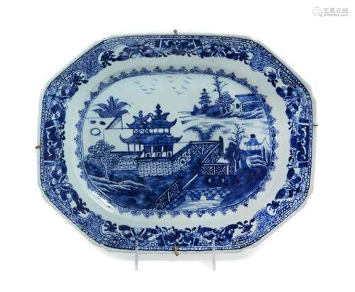 A Chinese Export Canton Blue and White Porcelain Soup