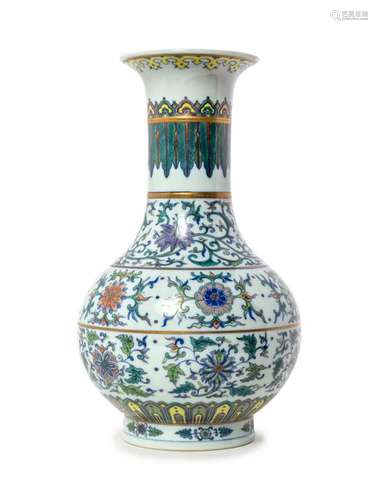 A Doucai Porcelain Vase Height 12 3/8 in., 12 cm.