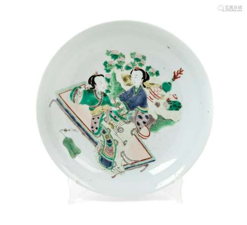 A Famille Verte Porcelain Plate Diam 11 in., 28 cm.