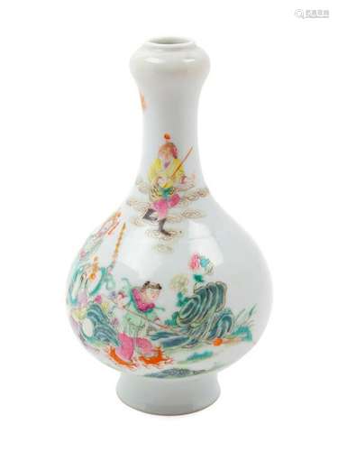 A Famille Rose Porcelain 'Garlic Head' Bottle Vase