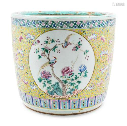 A Famille Rose Porcelain JardiniÃ¨re Height 12 1/4 in.,