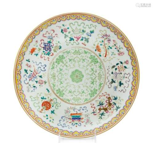 A Famille Rose Porcelain 'Bajixiang' Plate Diam 13 in.,