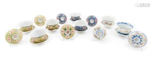 Eight Porcelain Tea Cups and Stands Largest: diam 3 1/8