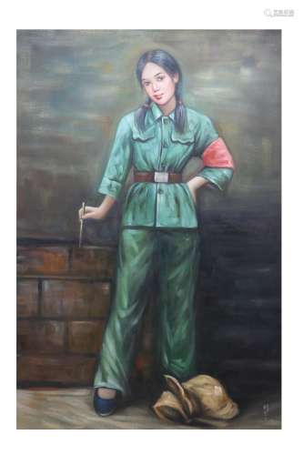 近现代 刘昌文 红卫兵油画