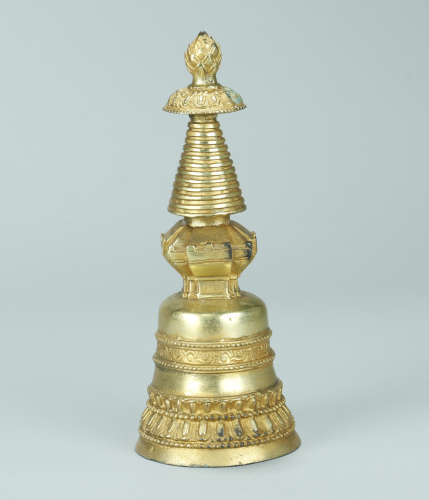 A Chinese Gilt Bronze Buddha Tower