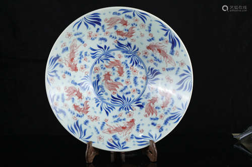 A Chinese Iron-Red Blue and White Porcelain Bowl