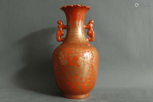A Chinese Coral-Red Glazed Porcelain Vase