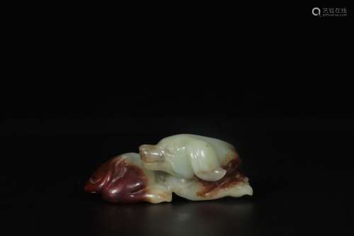 A Chinese Carved Jade Dog Decoreation