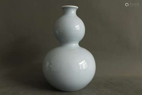 A Chinese Blue Glazed Porcelain Double Gourd Vase