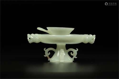 A Set of Chinese Carved Jade Stand