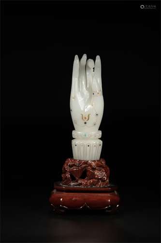 A Chinese Carved Jade Buddha Hand