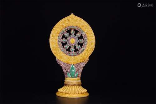 A Chinese Yellow Glazed Porcelain Buddha Decoration
