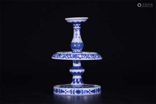 A Chinese Blue and White Porcelain Candle Holder