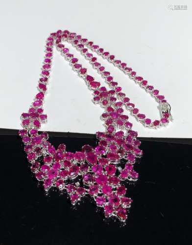 A Myanmar Carved Ruby Necklace