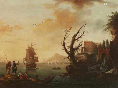 Claude-Joseph Vernet, NachfolgeKüstenlandschaft mit Segelschiff, Architekturruine und FigurenstaÖl