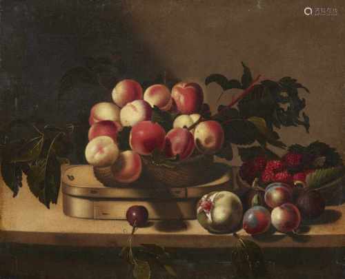 Französischer Meister des 17. JahrhundertsStillleben mit Früchten und einer Spanholzschachtel auÖl