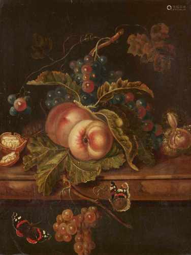 Jan Davidsz. de Heem, NachfolgeStillleben mit Pfirsichen, Trauben, Nüssen, Kastanien und SchmettÖl
