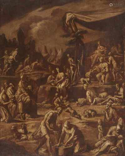 Italienischer Meister um 1700Die MannaleseÖl auf Leinwand (doubliert). 108 x 86 cm.Unser Gemälde