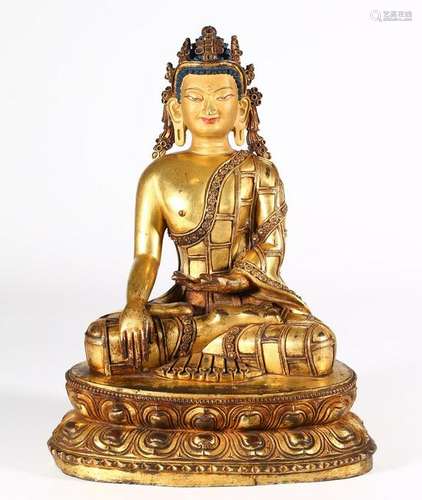 CHINESE GILT BRONZE FIGURE OF GUANYIN