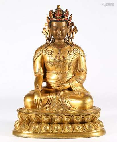 CHINESE GILT BRONZE FIGURE OF GUANYIN