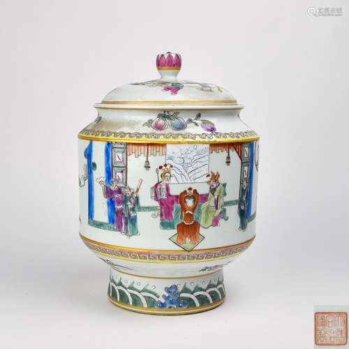 A Chinese Famille-Rose Porcelain Jar with Cover