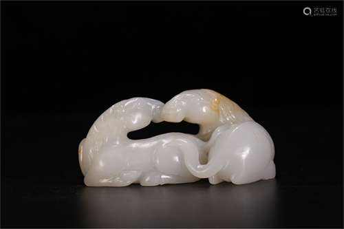 A Chinese Carved Jade Horses Decoration