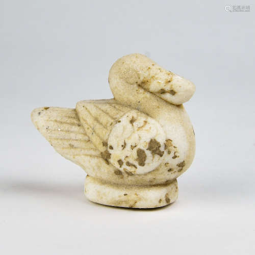 A Chinese Carved Marble Duck