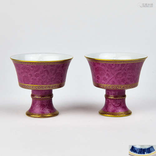 A Pair of Chinese Red Glazed Porcelain Cups