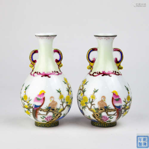 A Pair of Chinese Enamel Porcelain Vases