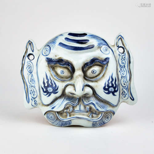 A Chinese Blue and White Porcelain Mask