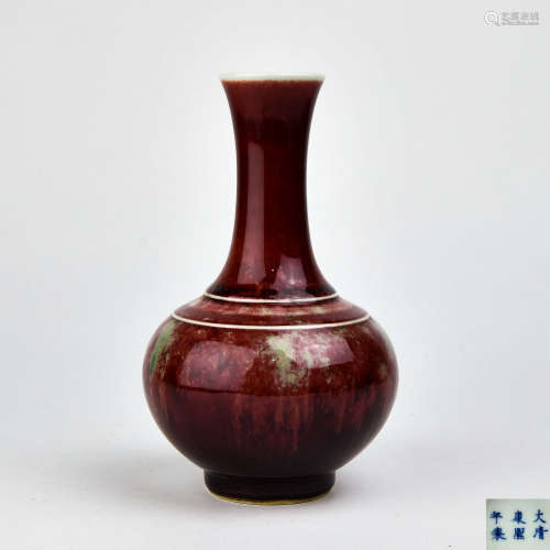 A Chinese Red Flambé Glazed Porcelain Vase