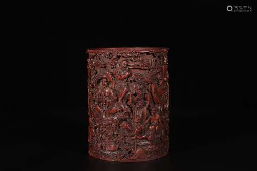 A Chinese Carved Bamboo Brush Pot