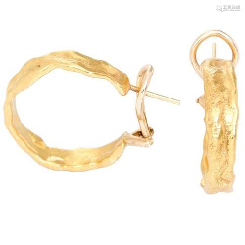 Rare Jean Mahie 22 Karat Yellow Gold Hoops