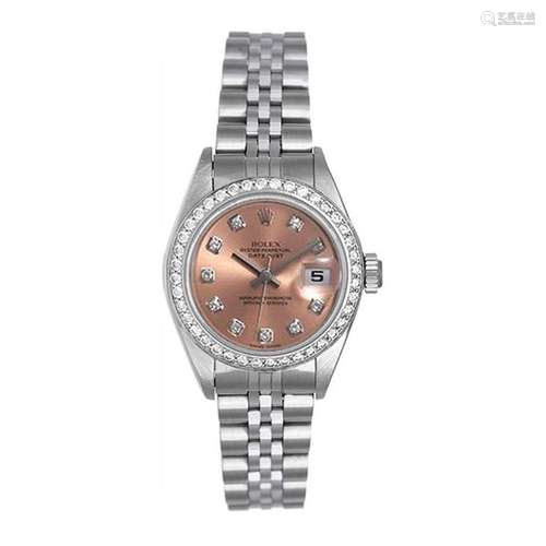 Rolex Ladies Stainless Steel White Gold Diamond Datejust Automatic Wristwatch