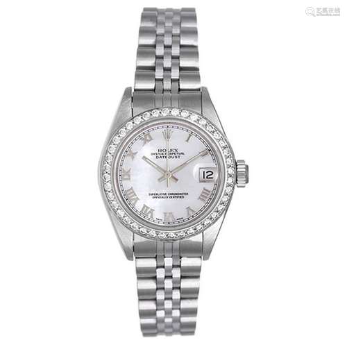 Rolex Ladies White Gold Stainless Steel Datejust Automatic Wristwatch