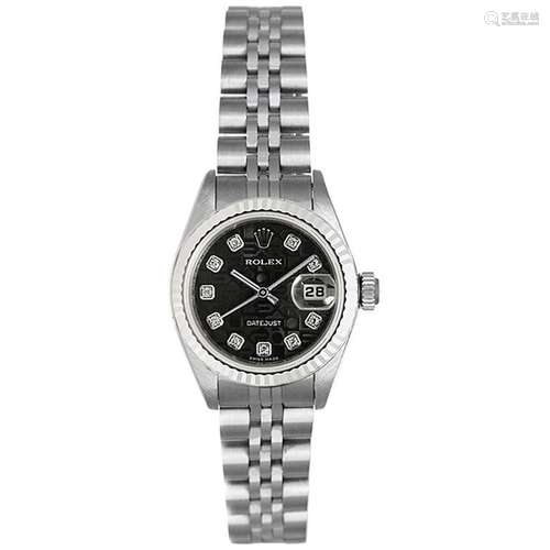 Rolex Ladies White Gold Stainless Steel Diamond Datejust Automatic Wristwatch