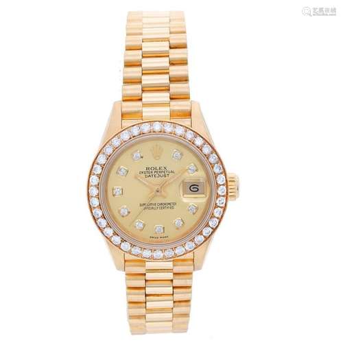 Rolex Ladies Yellow Gold President Automatic Wristwatch Ref 69178