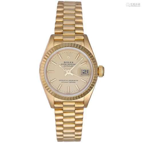 Rolex Ladies yellow gold President Champagne Dial Wristwatch Ref 69178