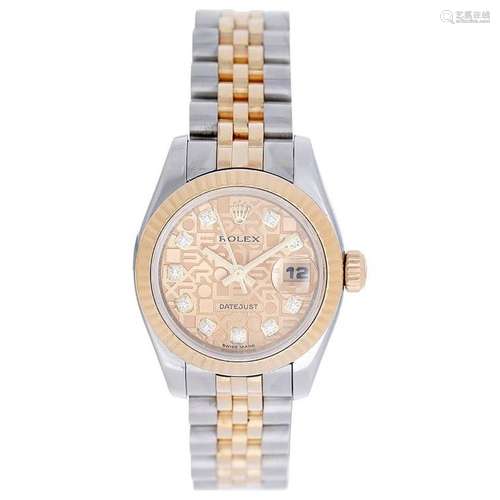 Rolex Ladies Yellow Gold Stainless Steel Jubilee Diamond Automatic Wristwatch